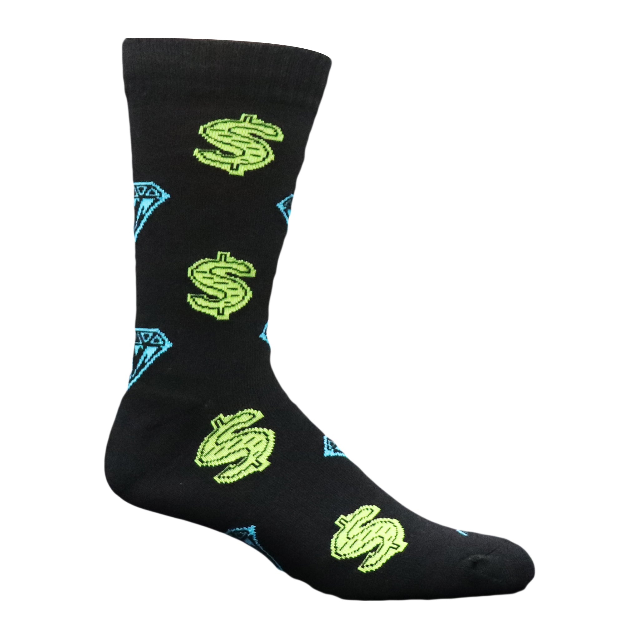 MOXY Socks Diamonds and Dollars athletic crew socks black