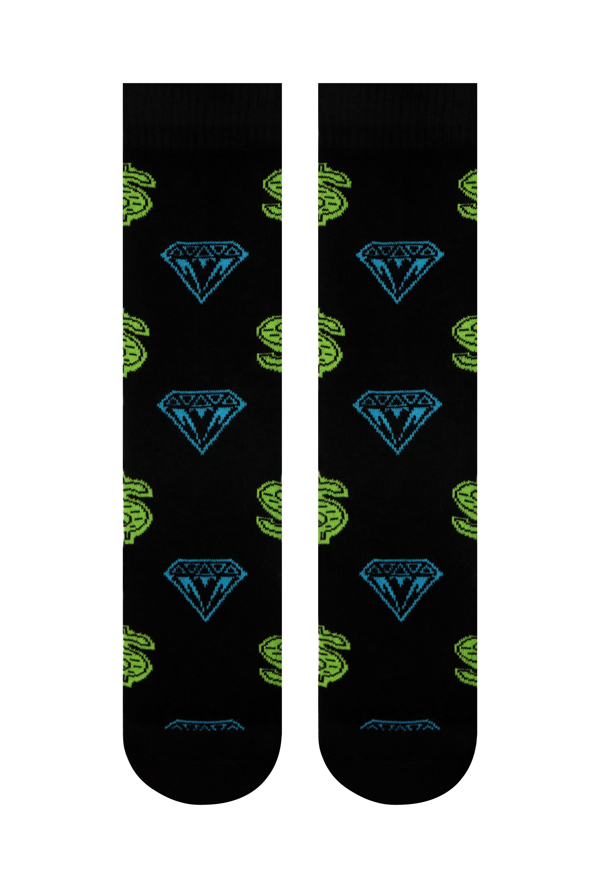 MOXY Socks diamonds and dollar sign crew socks neon