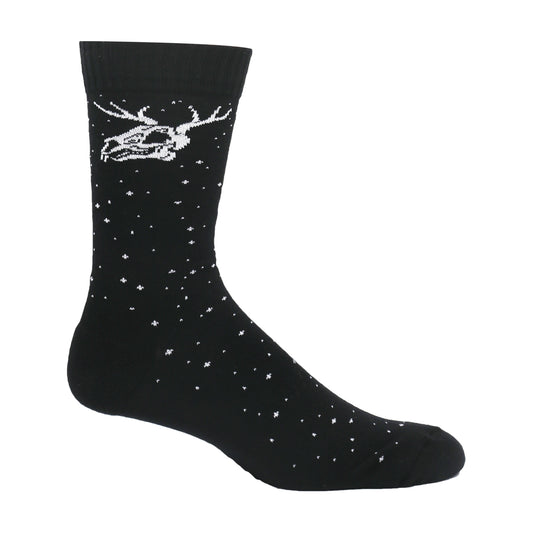 MOXY Socks Roadkill Skeleton Deer graphic crew socks black