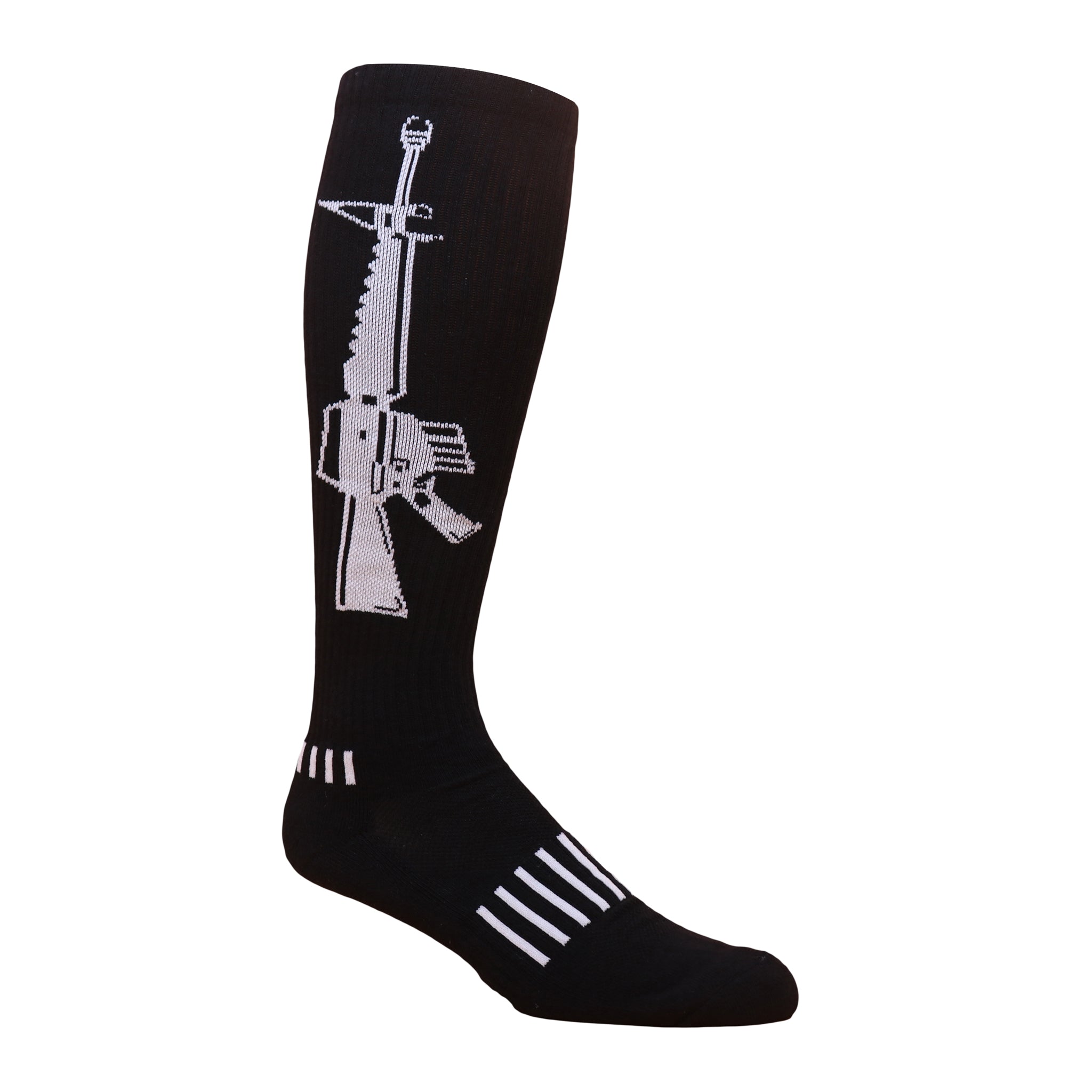 MOXY Socks tactical graphic athletic knee high socks black with white design